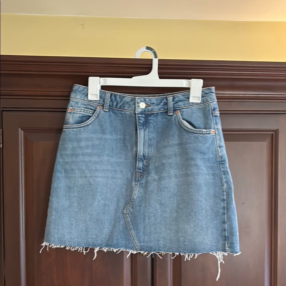 Topshop Denim A-Line Mini Skirt Night Out